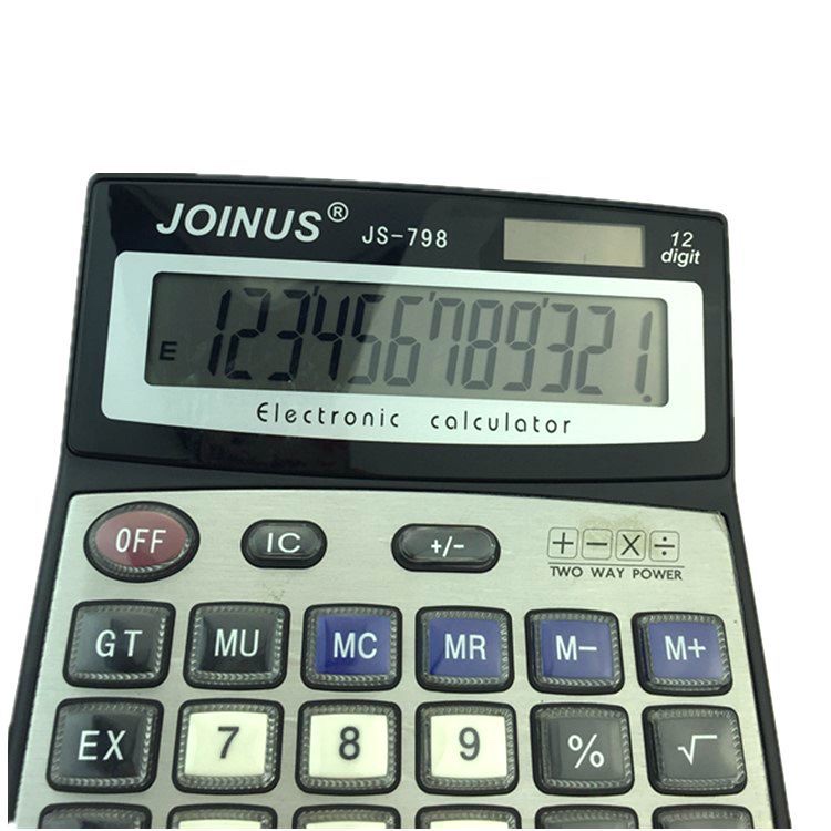 厂家供应 joinus计算器JS-798-12 水晶键 真太阳能  计算器 办公型 大屏幕 产品图