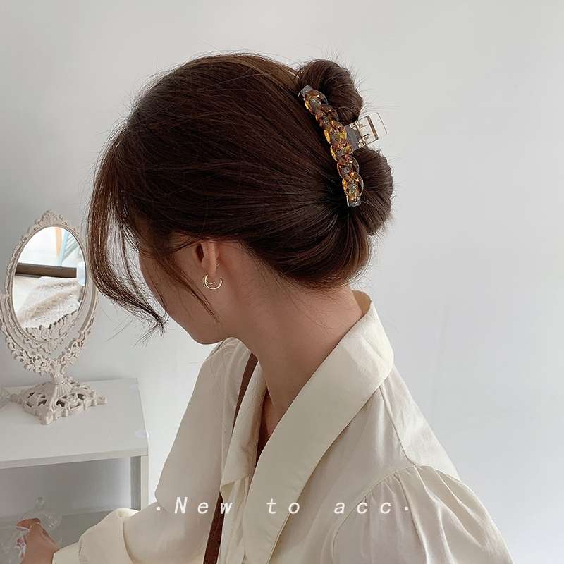 Transparent resin back of the head, straight clip, large grappling clip, hair clip, updo, shark hairpin, hair clip, hair grab, headwear Specification image