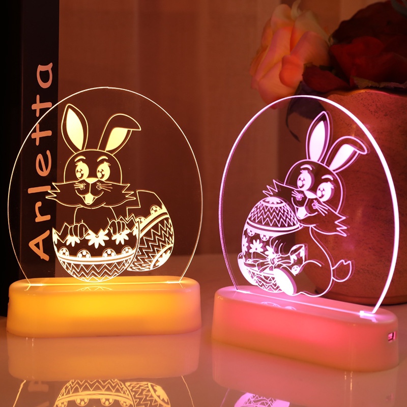 LED Lights Easter Bunny Room Decoration Decoration supplies 3D decoration light Easter Egg star Light Shell rabbit color