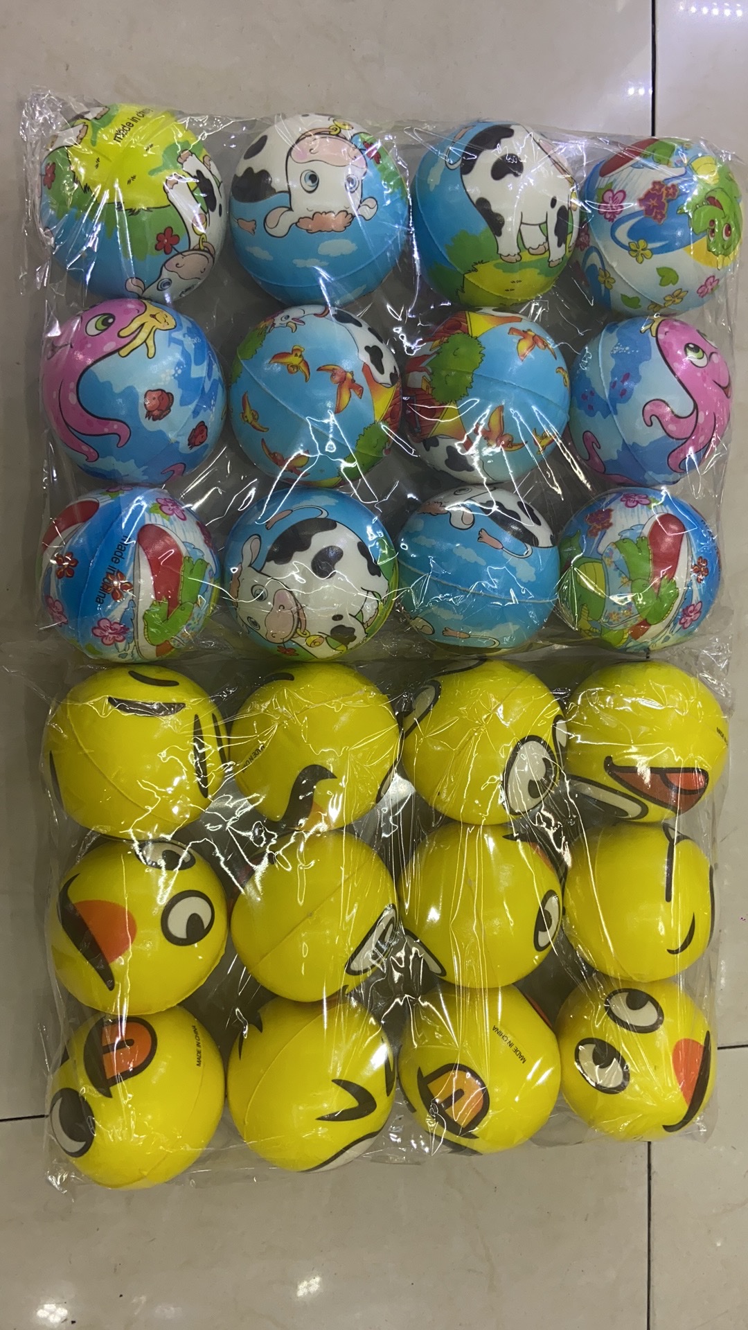 Factory direct sales 6.3 cm animal style ➕ yellow expression style girls' and boys' toys sponge ball foam ball children 'toys 12/opp details Picture
