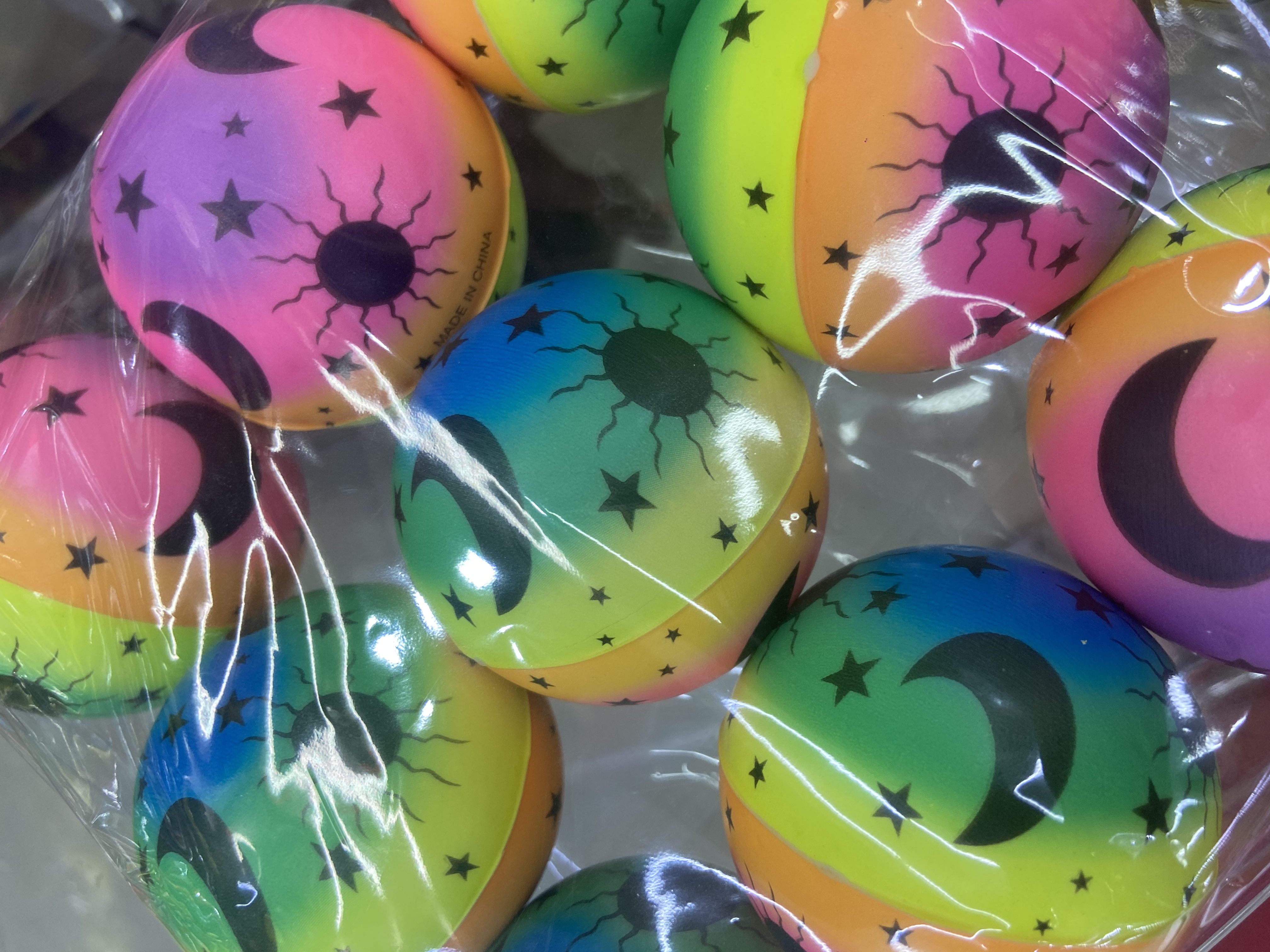 Fábrica directa 6.3cm rainbow color luna estrella niña niño juguetes esponja bola de espuma juguetes para niños. 12/opp detail image 2