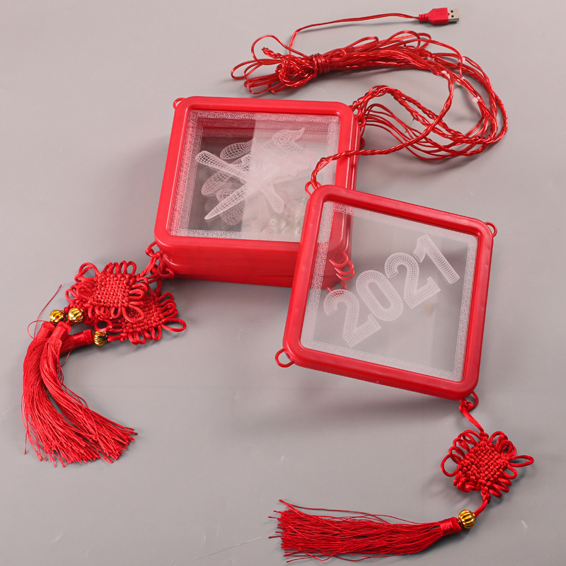 新年装饰挂件中国结彩灯福字门贴家用彩灯笼五福临门 3D新年门福字USB细节图