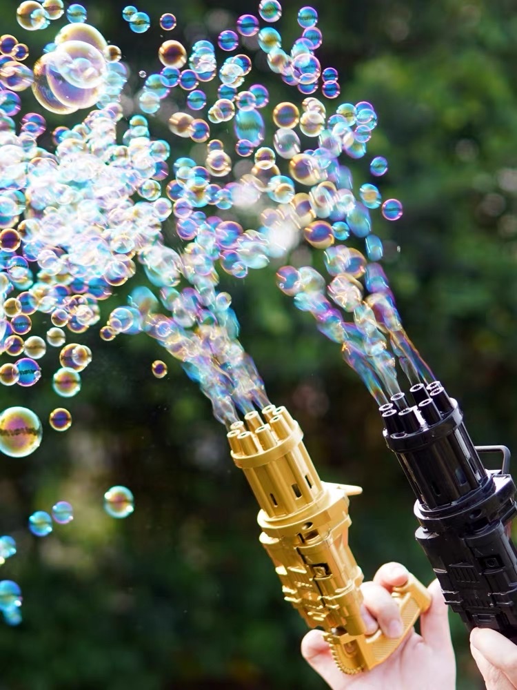 加特林泡泡机抖音同款网红儿童电动泡泡枪玩具多孔出泡地摊玩具白底实物图