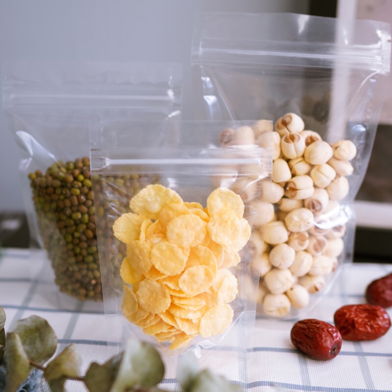 Custom printed transparent self-contained zipper bag transparent self-contained zipper bag dried fruit and melon seeds food packaging pull-out bag 18*26+4 thumbnail