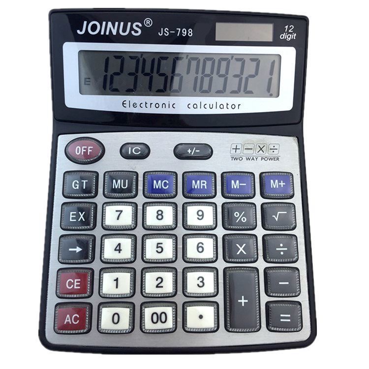 厂家供应 joinus计算器JS-798-12 水晶键 真太阳能  计算器 办公型 大屏幕 详情图1