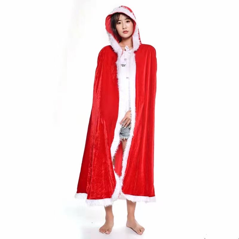圣诞节服饰 圣诞老人服装夜店欧美性感女士披风斗篷红色带帽披风 详情图3
