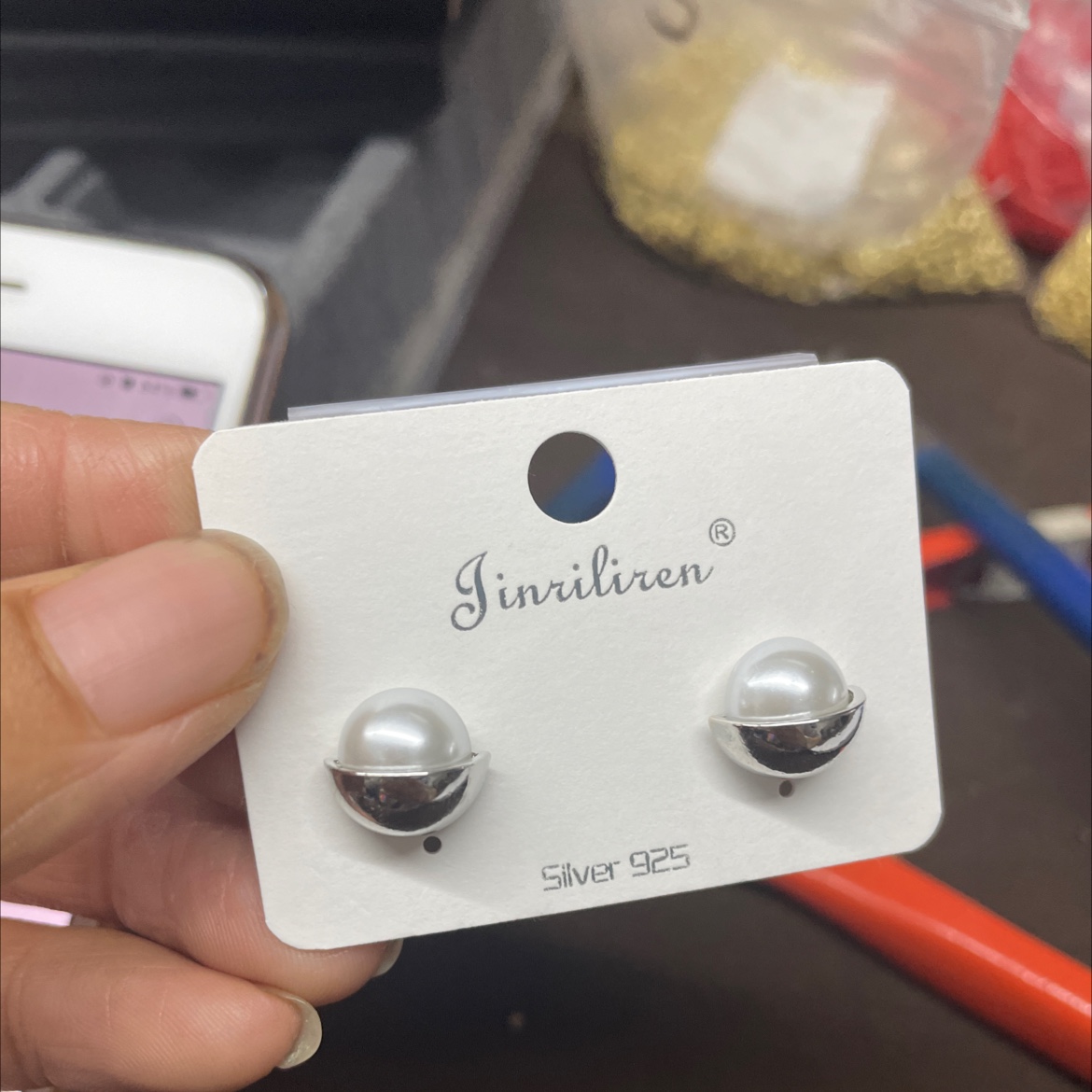 Today's Liren minimalist style designed pearl stud earrings