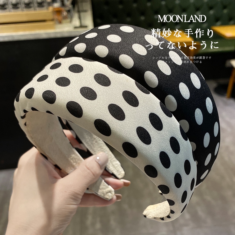 The 2021 new Korean-style polka dot sponge headband, wide-edge pressure hair clip, hairpin and headband accessory 2