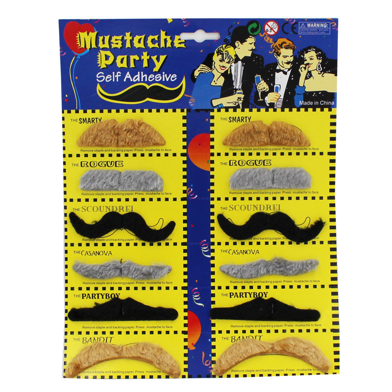 Party supplies, makeup, dance party, funny props, grandpa simulation, fake big beard, black eight-shaped beard, twelve one-card beards Application Scenario