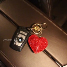创意爱心汽车钥匙扣挂件钥匙链饰品镶水钻包包扣挂饰 女士高档