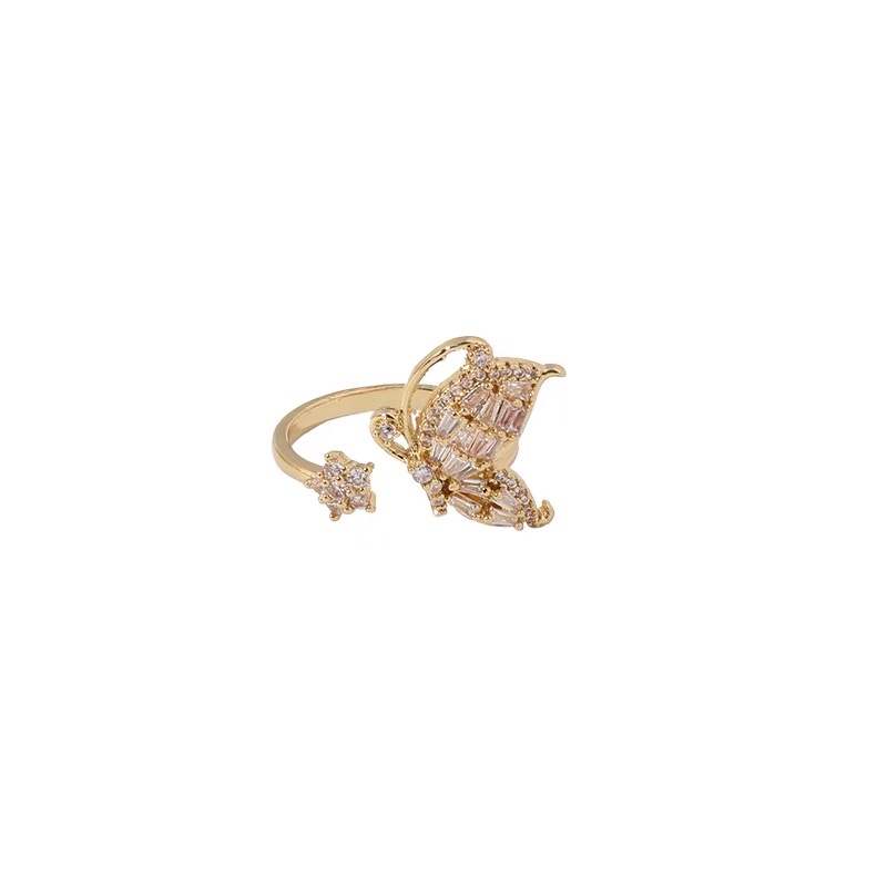 Fashionable and individual index finger ring butterfly 🦋 adjustable opening niche design trendsetter cold wind micro-set exquisite ring Specification image