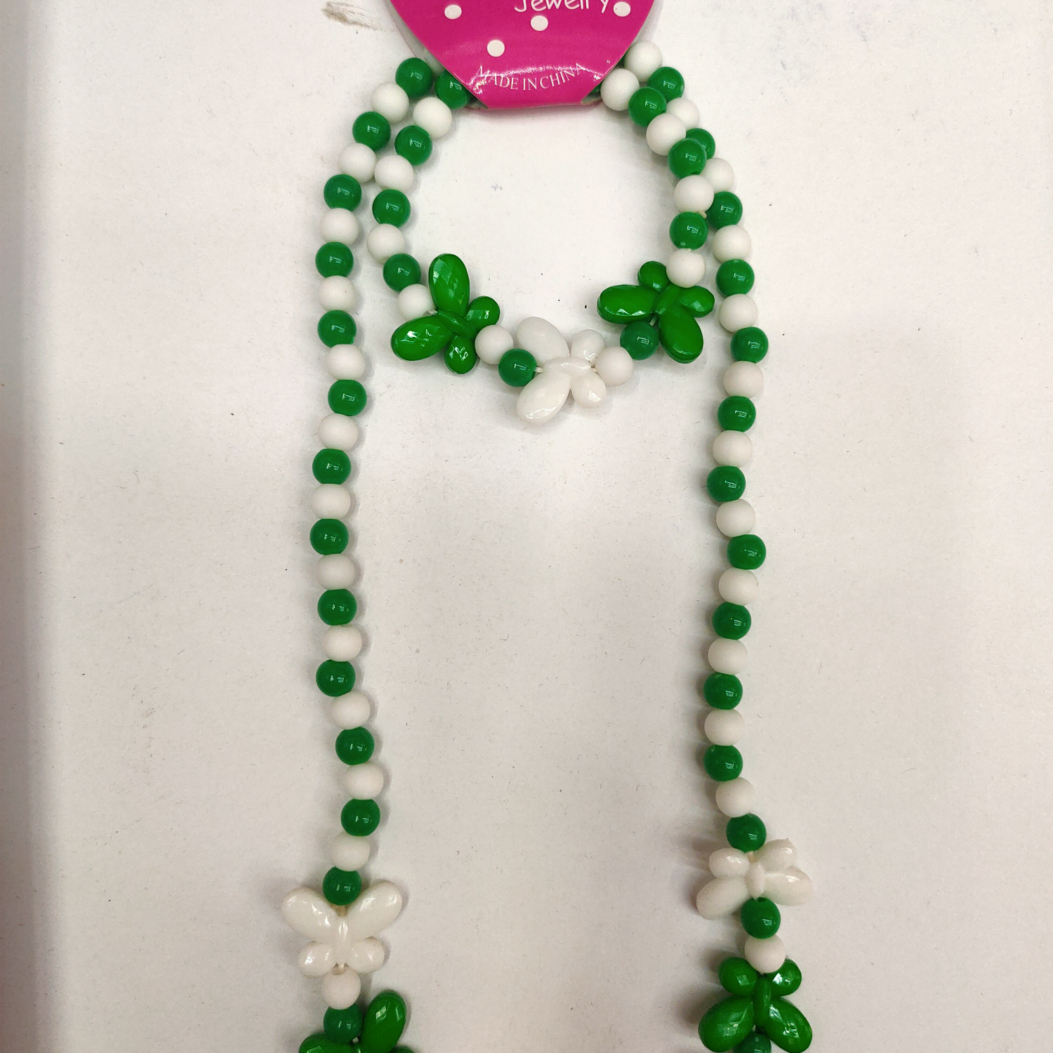 Acrylic white green butterfly chain for kids