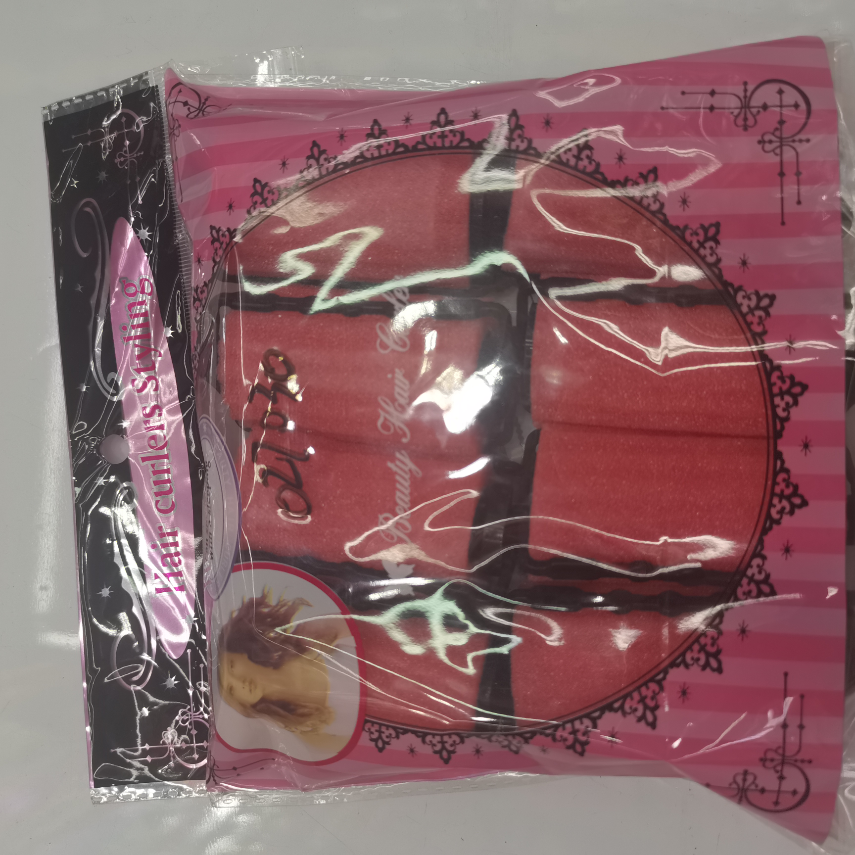 8个粉泡沫卷发