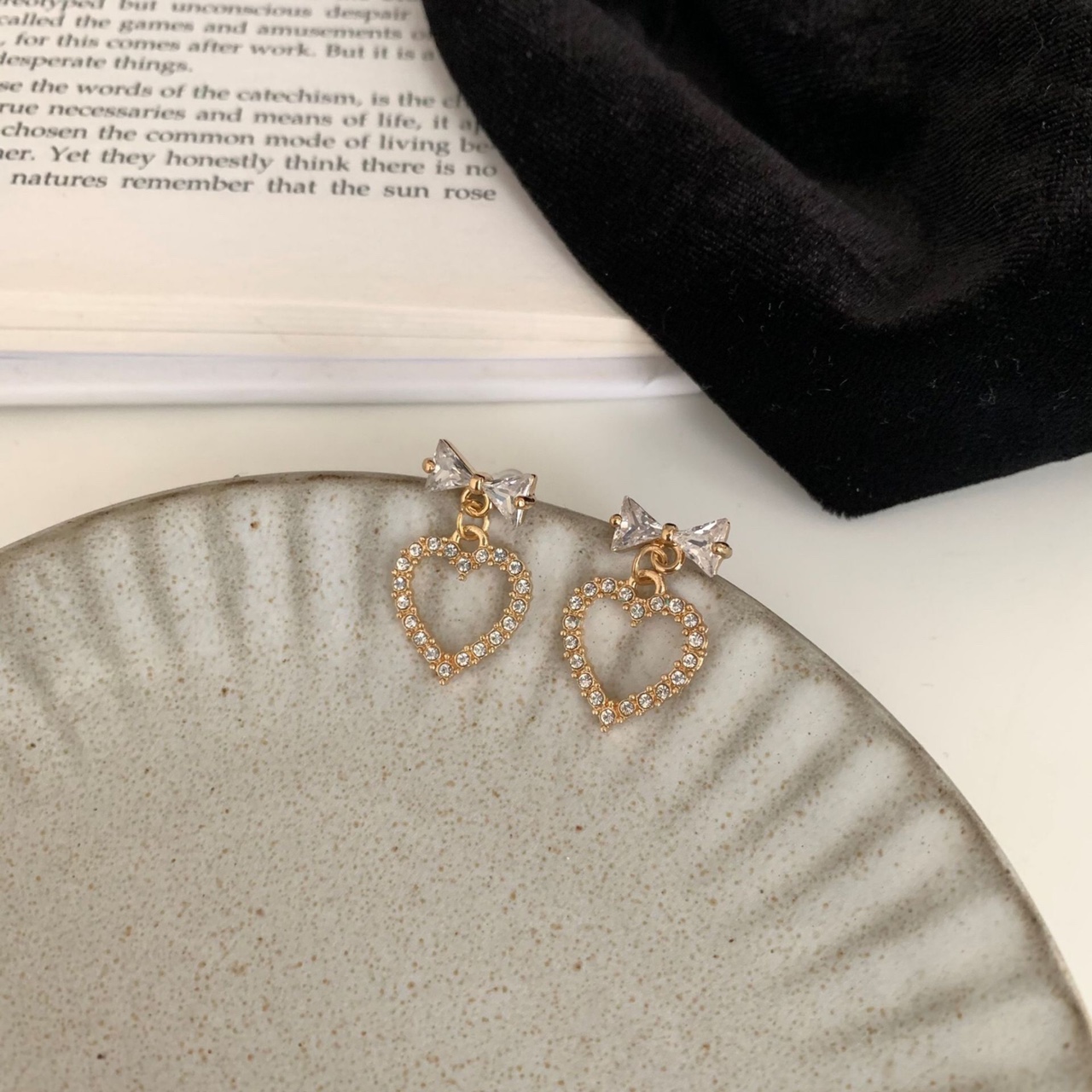 Coreano diseño simple sentido arco corazón aretes ins dulce estilo estilo moda pendientes orejas