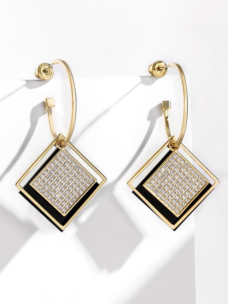 耳环新款秋冬日韩高级感耳饰品黑色系气质网红925银针耳饰耳钉女详情图4