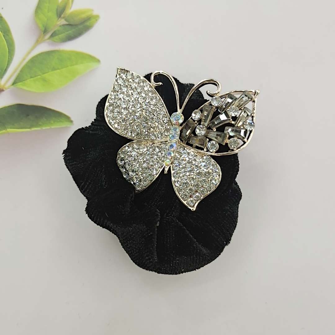 Grey Crystal Butterfly Fabric Circle full figure