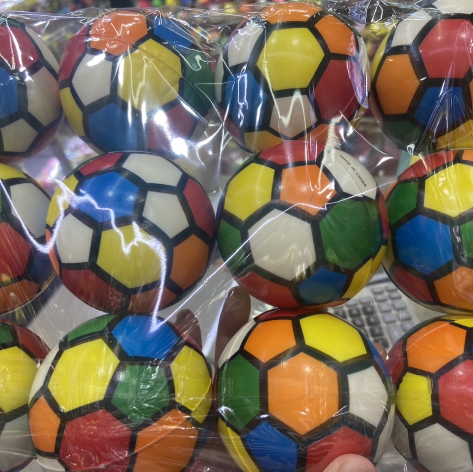 Factory direct sales of 7.6 cm seven-color block cartoon boys and girls pu balls and sponge balls
