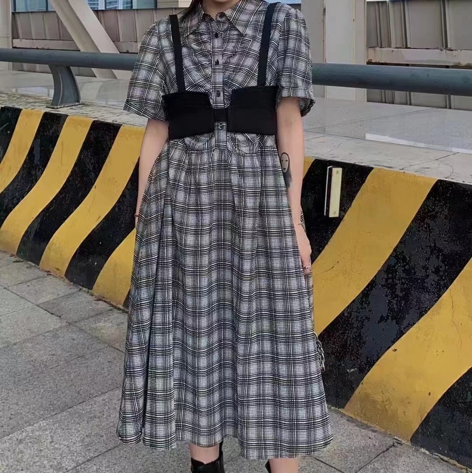 Plaid two-piece dress