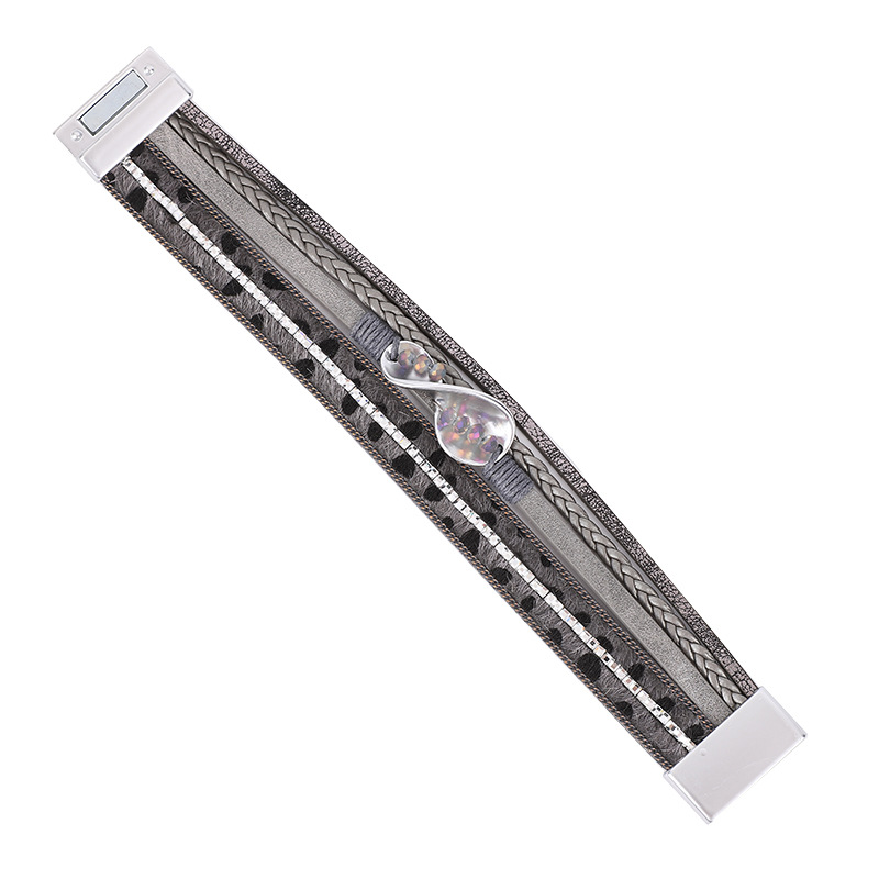 多排马毛，8字配件加水晶手链，灰色+卡其色组合（琳琳饰品）