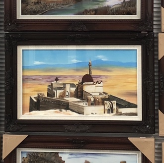 义乌大森装饰60X90cm纯手工羽毛画装饰画复古红木风格异域风情