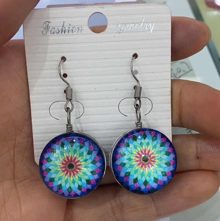 Popular jewelry earrings double wound copper wire glass
