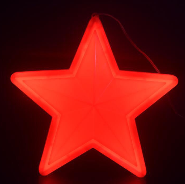 High Light LED Pentagram Tree Light Landscape Floodlight LED Snow light LED Meteor Shower Festival Lights String Pentagram 30cm red
