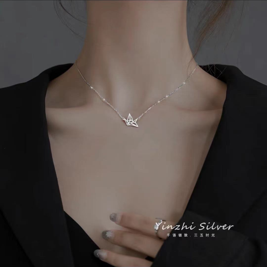 Thousand paper crane clavicle chain thumbnail