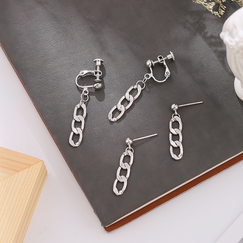Hip-hop chain earrings, super cool style, versatile for daily fashionistas, ear studs, internet-famous earrings, ear clips for women detail image 1