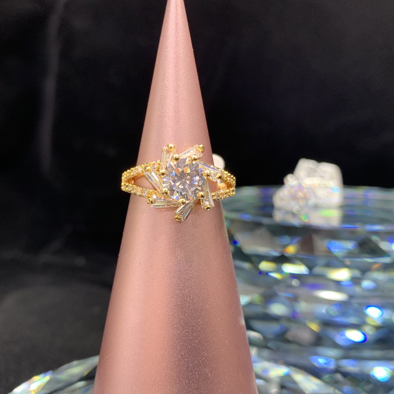 Korean version simple flower ring full of diamond sparkle ring recommended wholesale