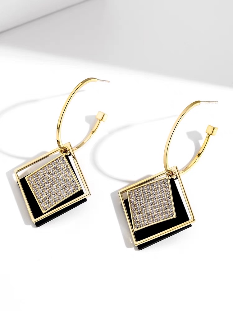 耳环新款秋冬日韩高级感耳饰品黑色系气质网红925银针耳饰耳钉女细节图