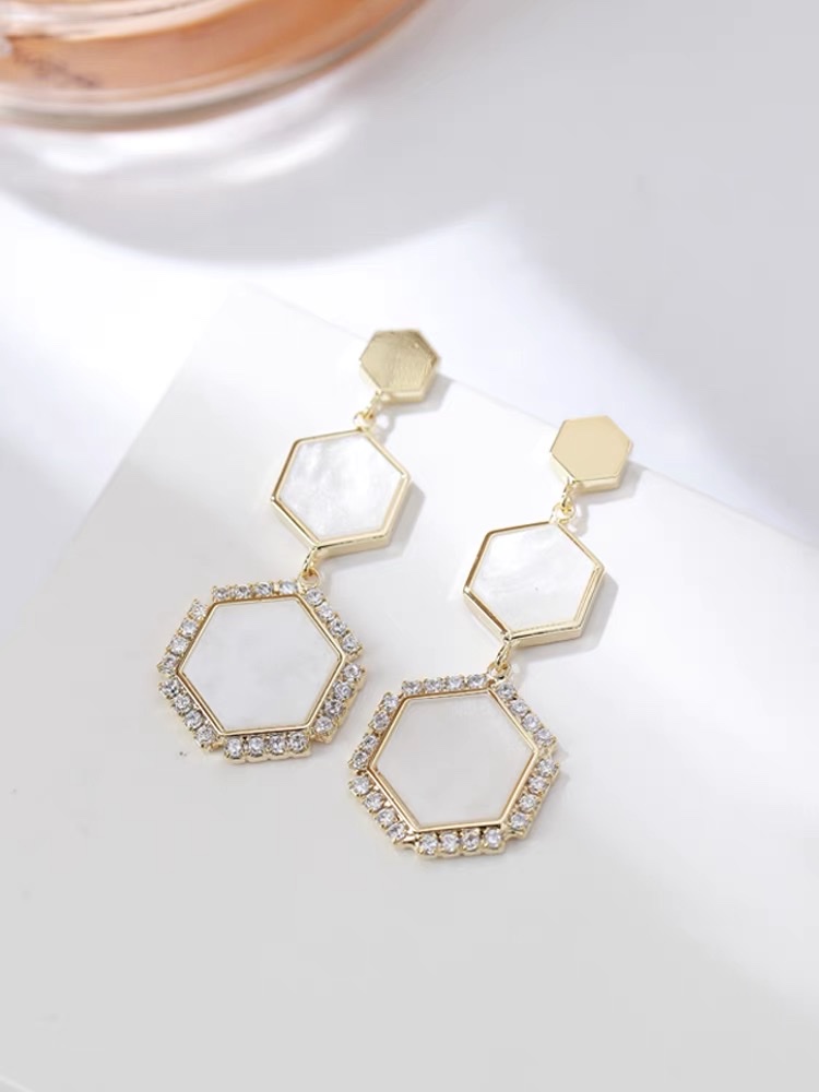 New trendy Korean-style geometric earrings for women, long autumn and winter earrings in 2021 Application Scenario