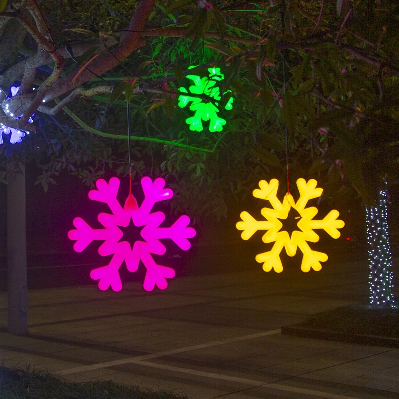 New LED snowflake lamp, LED tree lighting pendant, shaped lamp, starry sky, festival color lamp, decorative lamp, snowflake 40cm warm white Specification image