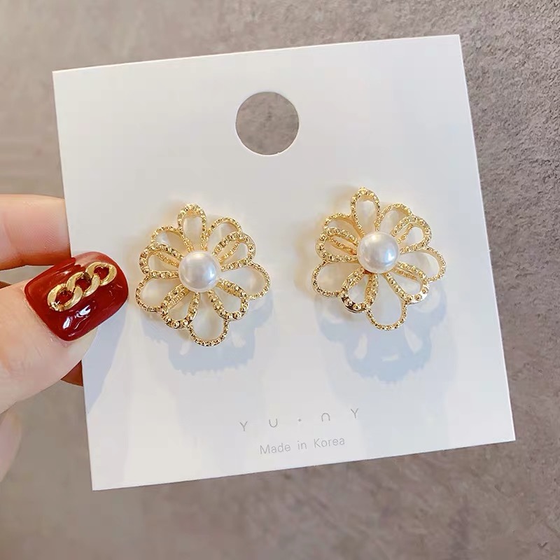 Fine line single bead stud earrings thumbnail