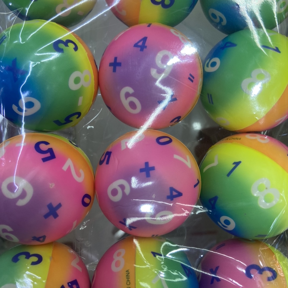 Factory direct sales: 7 cm rainbow beach digital ➕ beach football combination for boys and girls pu balls sponge balls
