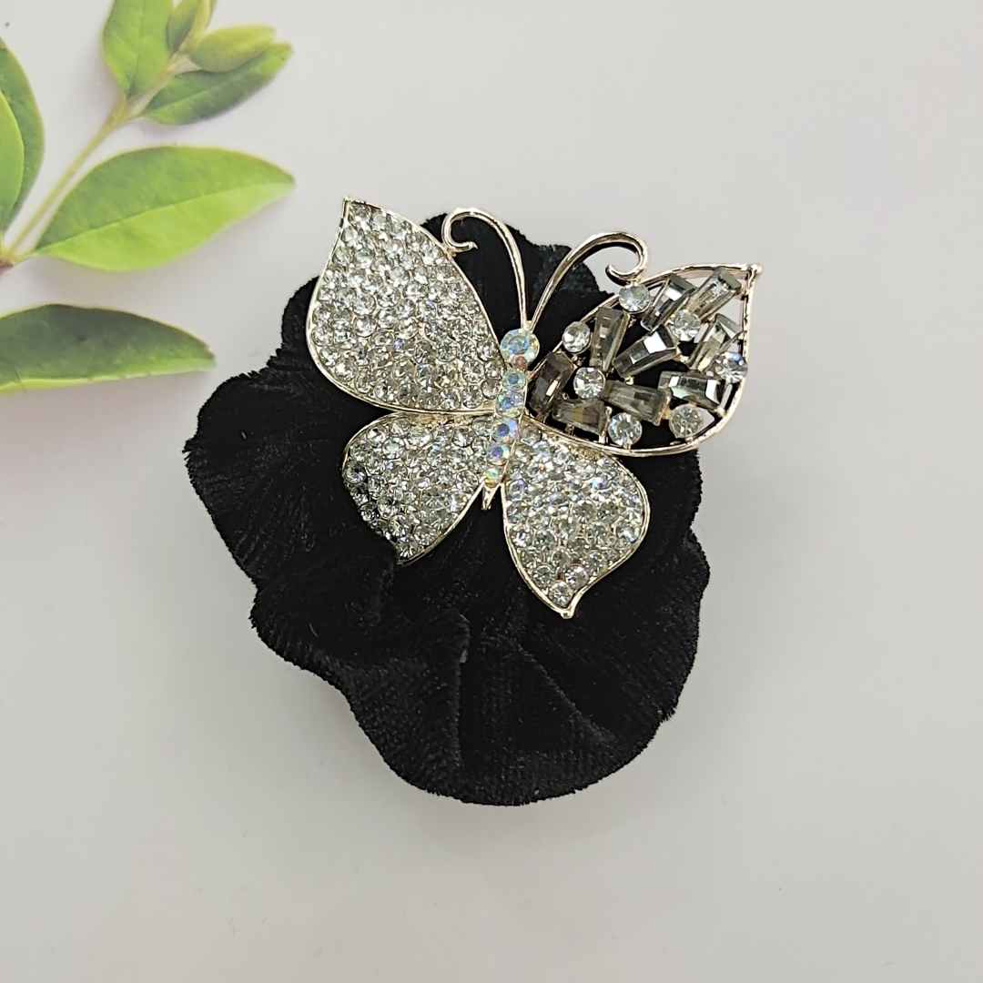 Grey Crystal Butterfly Fabric Circle