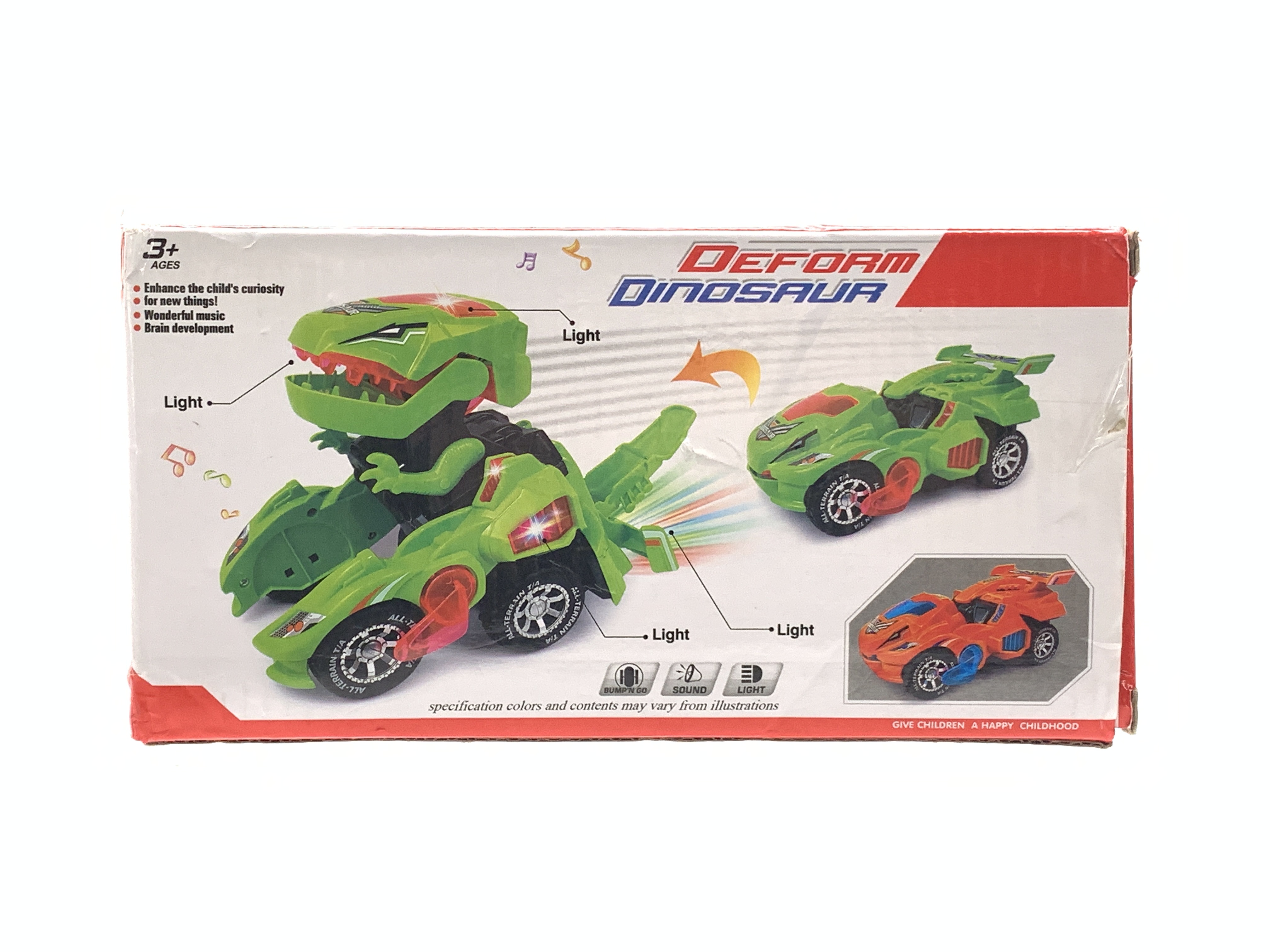 Electric omnidirectional light and music transformable dinosaur car detail image 1