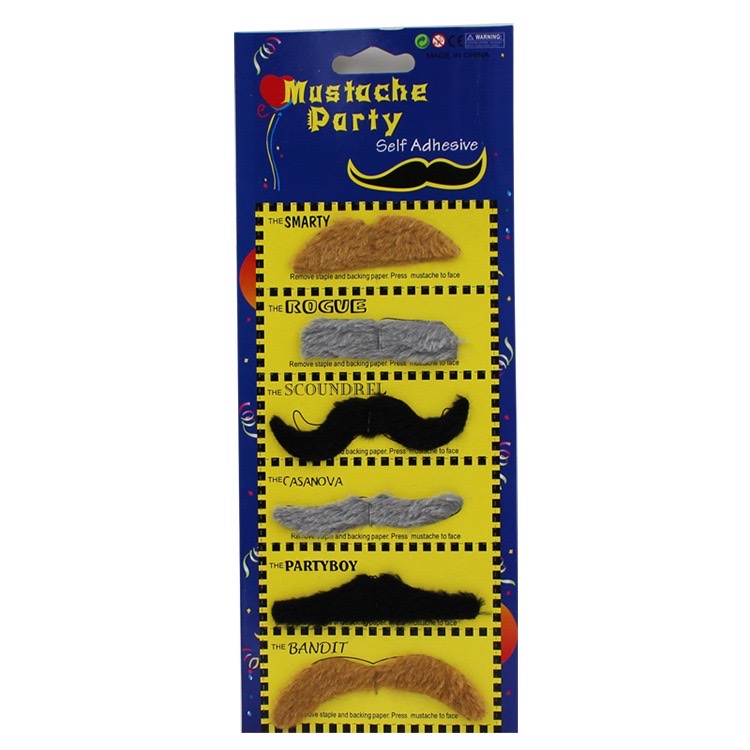 Halloween costume performance props: 6-piece set of mustache, fake beard, simulated beard, all black beard Specification image