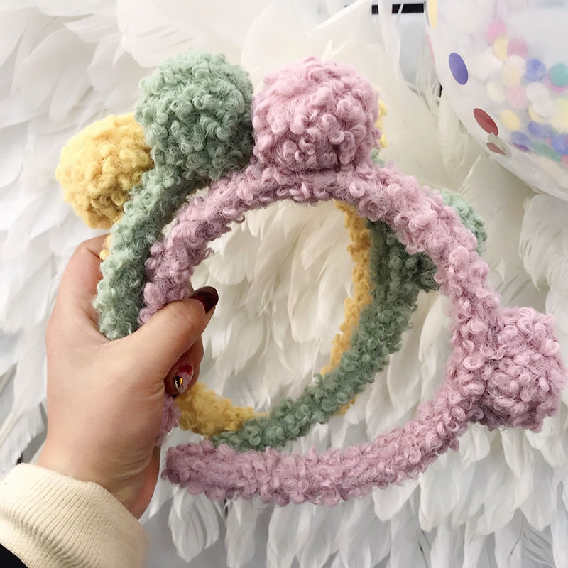 Ruth's same style hair band, cartoon cute bear hair ball headband, plush anti-slip head clip, hair clip head accessory 3