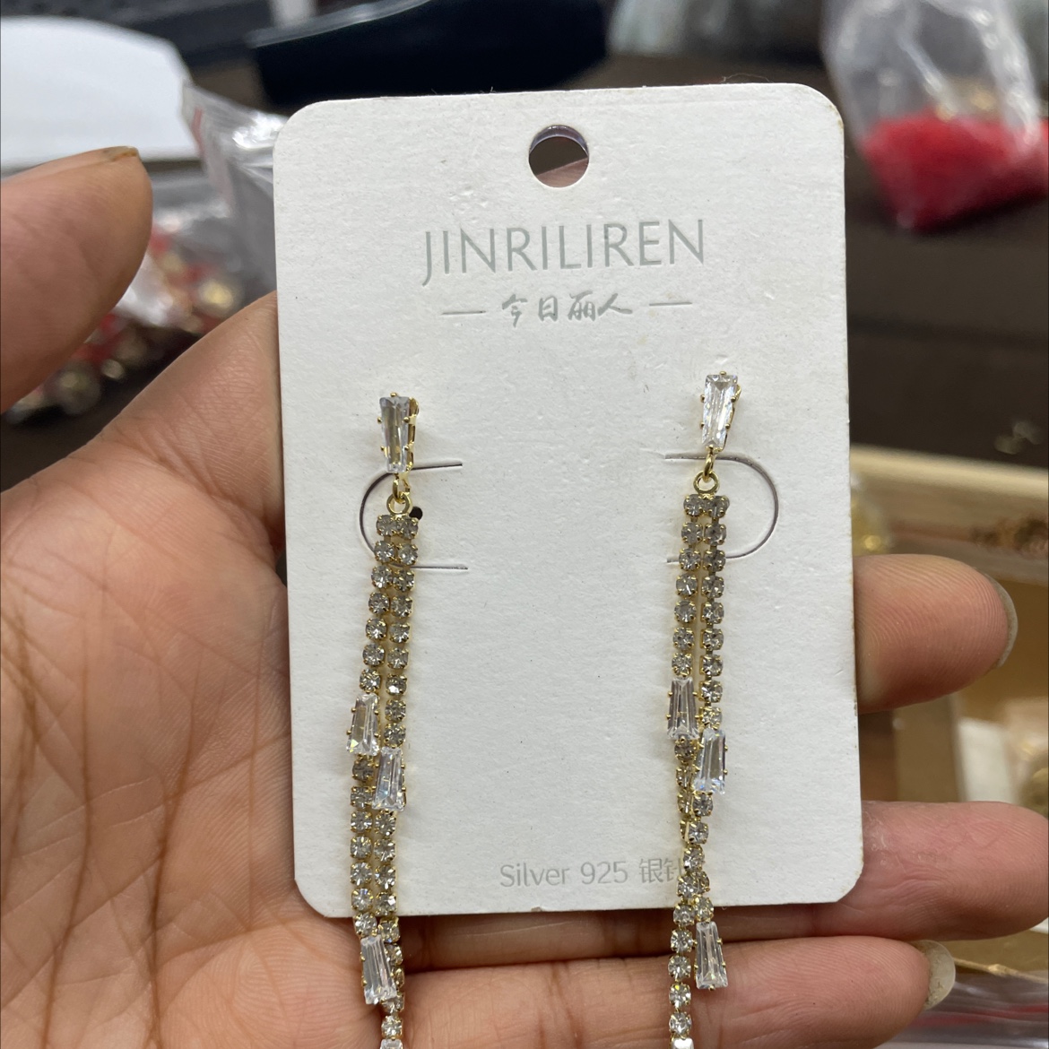 Today beauty Korean version long earring rhinestones series products