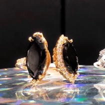 Europe and the United States exaggerated big main stone ring with a personalized black zircon ring girl