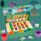 儿童木质益智数学启蒙教具早教农场水果蔬菜种植园颜色分类杯玩具