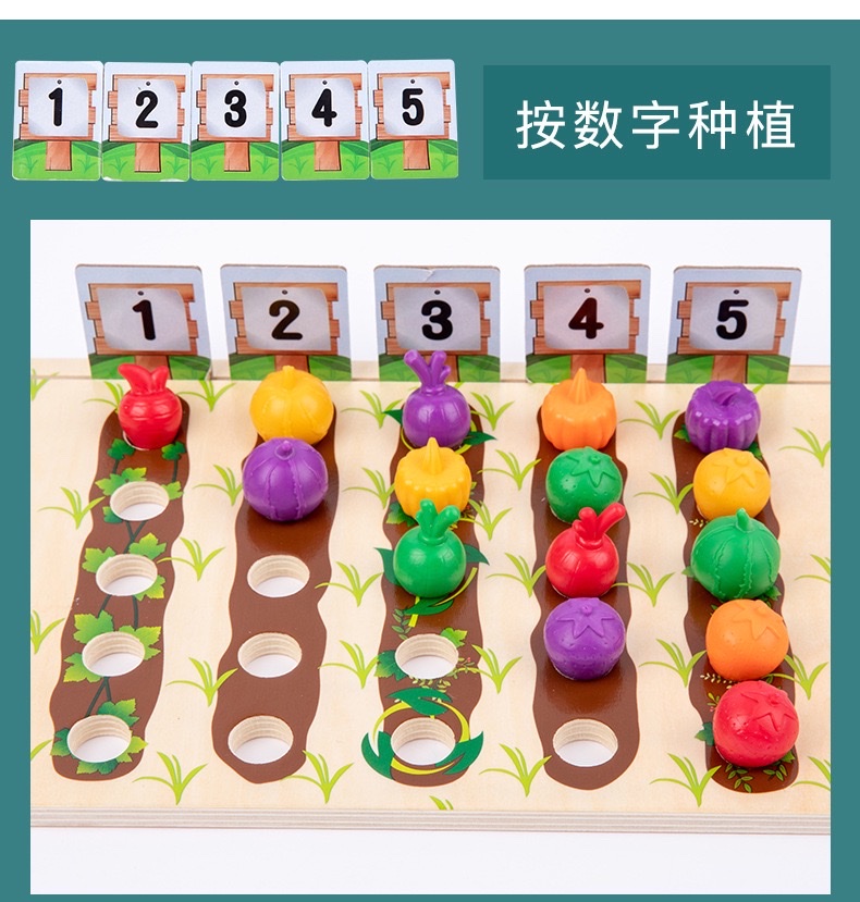 儿童木质益智数学启蒙教具早教农场水果蔬菜种植园颜色分类杯玩具详情图7