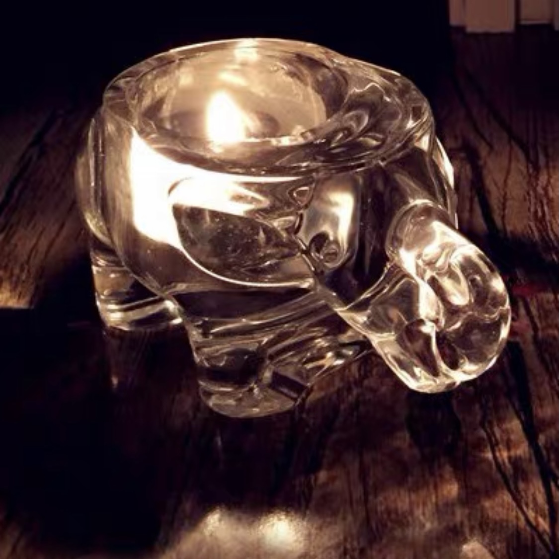 欧式 大象烛台 透明水晶玻璃浪漫晚餐聚会