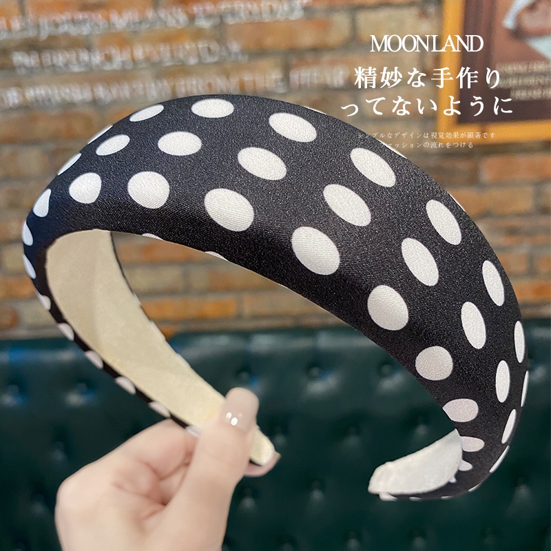 The 2021 new Korean-style polka dot sponge headband, wide-edge pressure hair clip, hairpin and headband accessory 3
