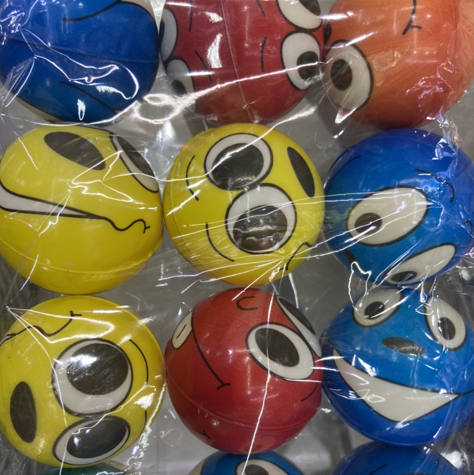 Factory direct sales of 5 cm colorful expression funny girl and boy toys, sponge balls, foam balls, children's toys. 12/opp