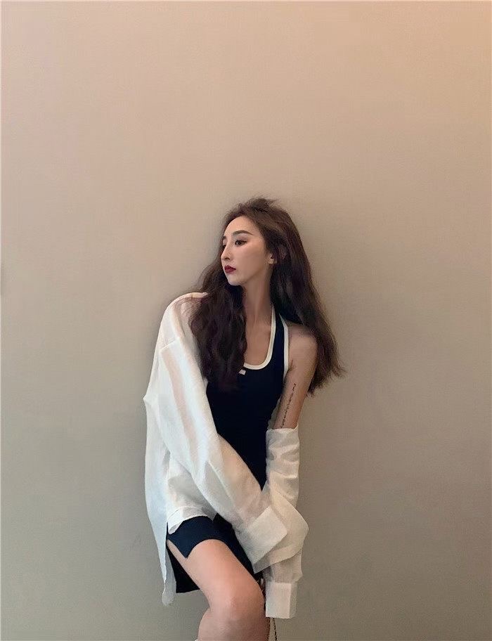 Stylish and hot girl halter dress, fashionable set, eye-catching shirt, casual style skirt, two-piece set for women's summer detail image 7