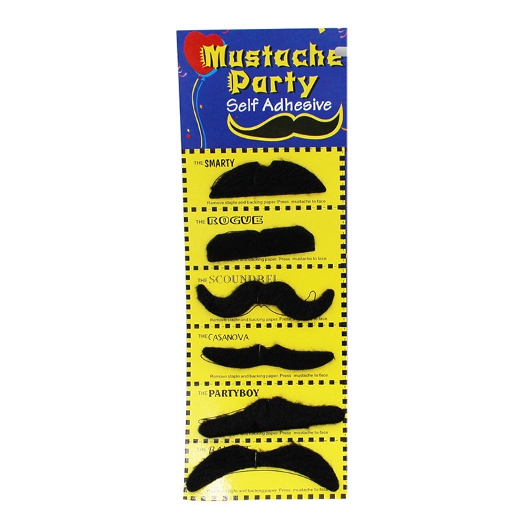 Halloween costume performance props: 6-piece set of mustache, fake beard, simulated beard, all black beard details Picture