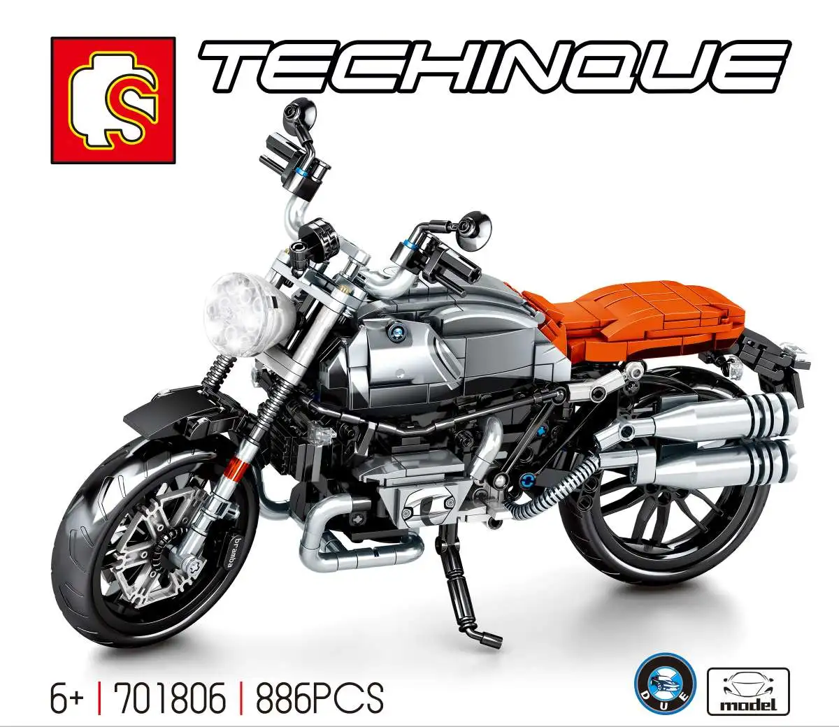 Senbao building block motorcycle assembly detail image 1
