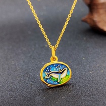 Dolphin baked blue pendant