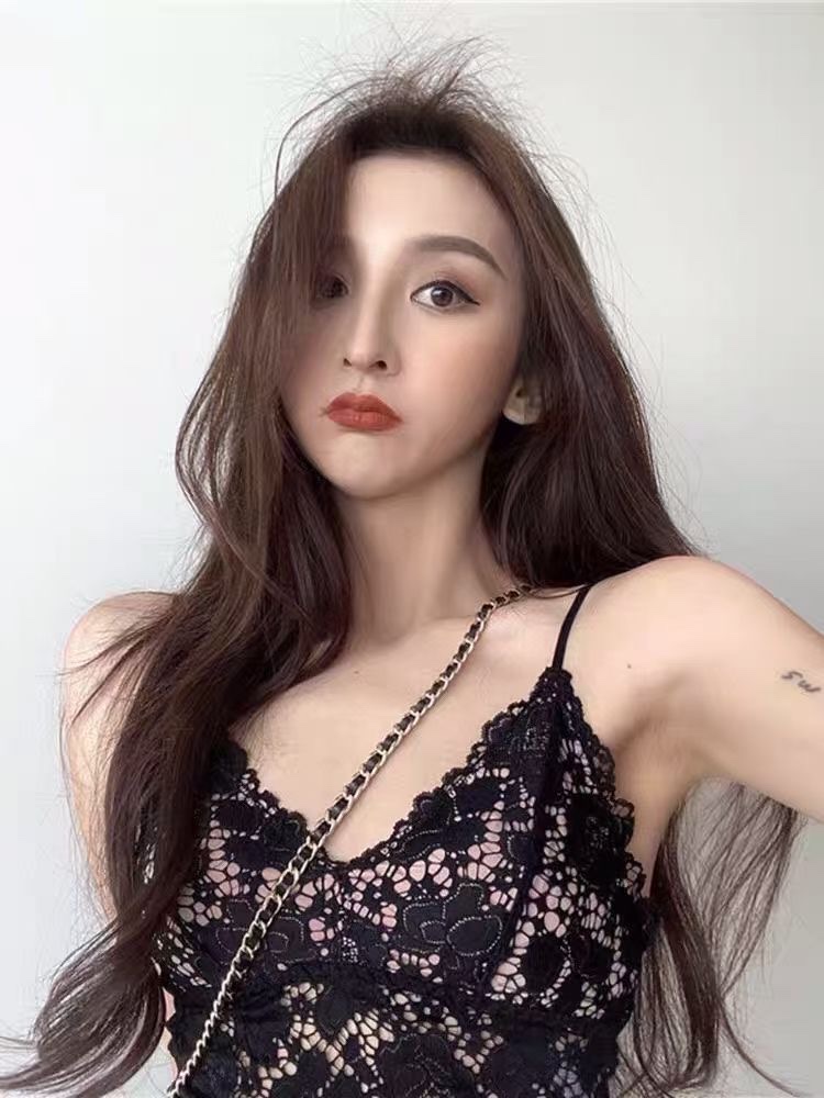 Black short skirt, A-line skirt, sexy pleated skirt set, summer Hong Kong-style halter top, women's knitted cardigan three-piece set detail image 7